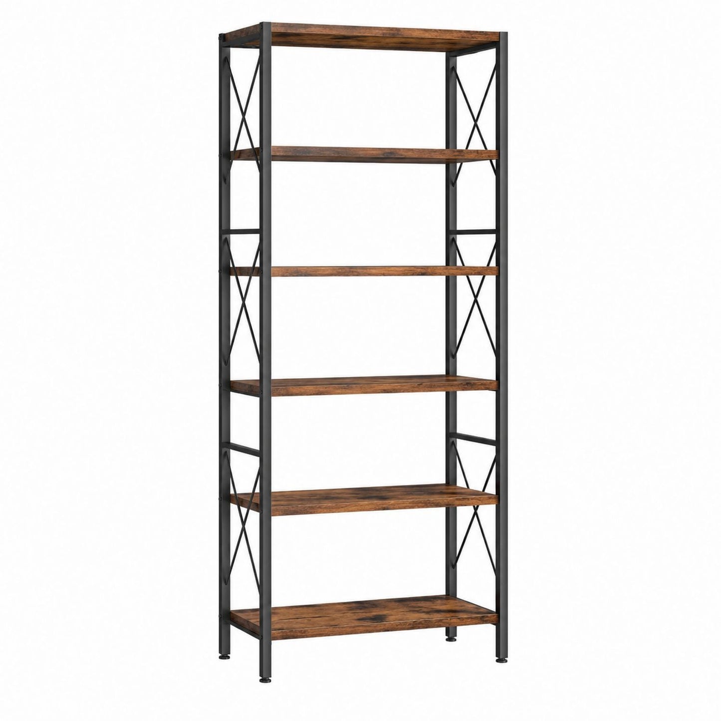 5-Tier Industrial Bookshelf Metal Frame and Engineered Wood Shelves Brown Black 180cm