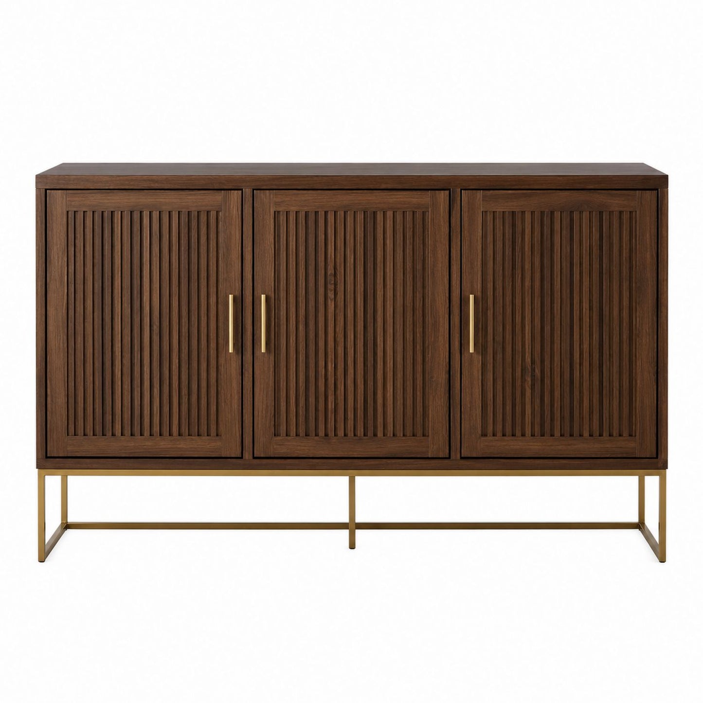 Wooden Sideboard Buffet with Metal Base, Brown, 150cm x 40cm x 85cm