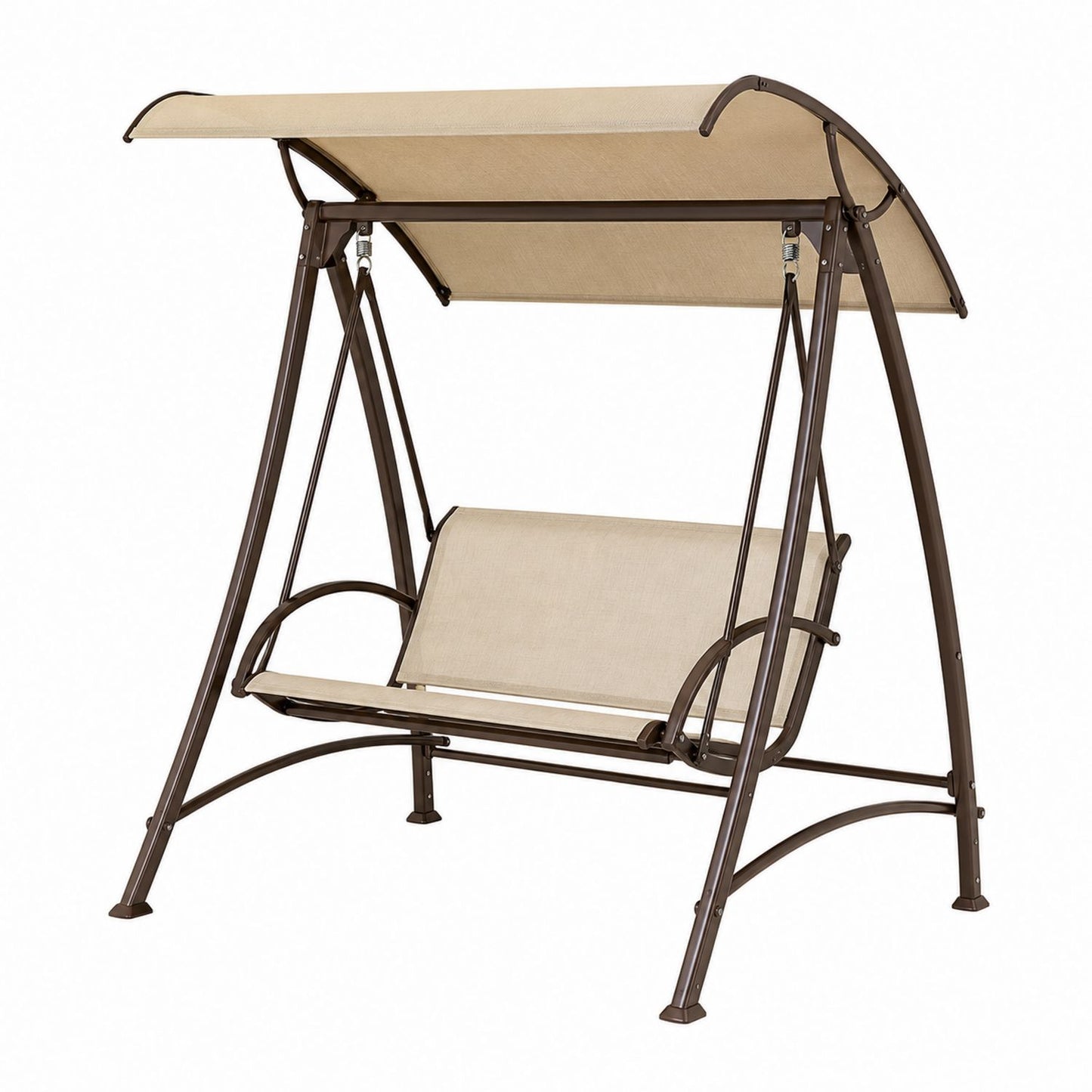 Outdoor Metal Frame Swing Chair with Canopy Beige 150 cm Width