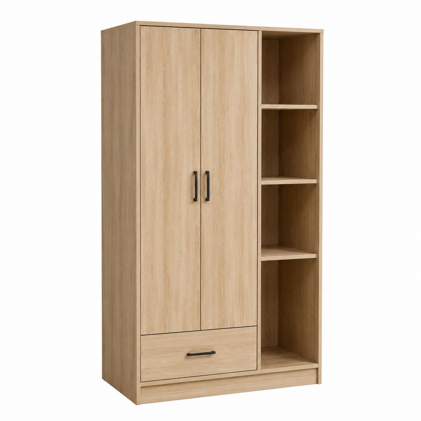 Oak Wardrobe with Shelves and Drawer