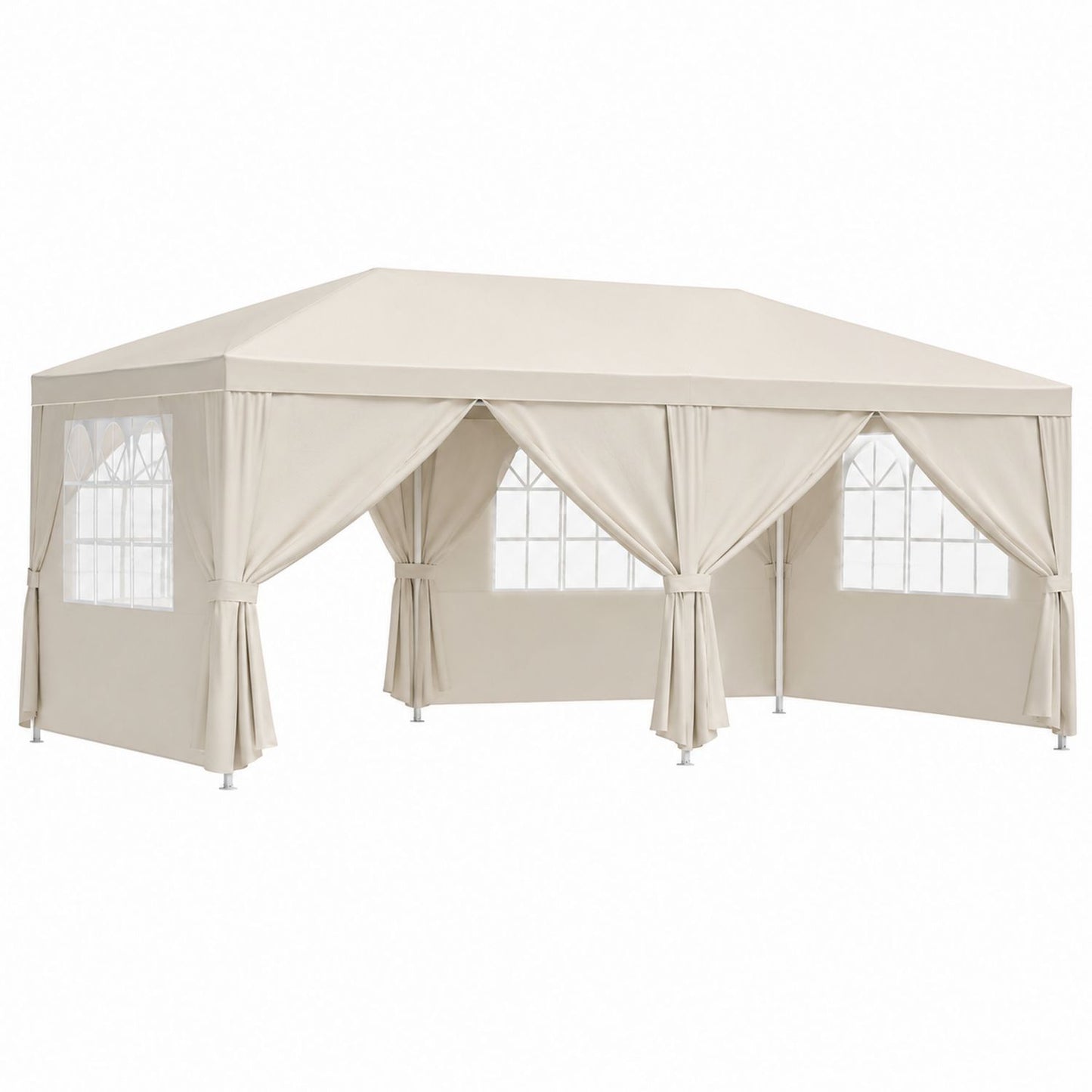 Outdoor Gazebo Tent Steel Frame Polyester Fabric Beige 3m x 6m
