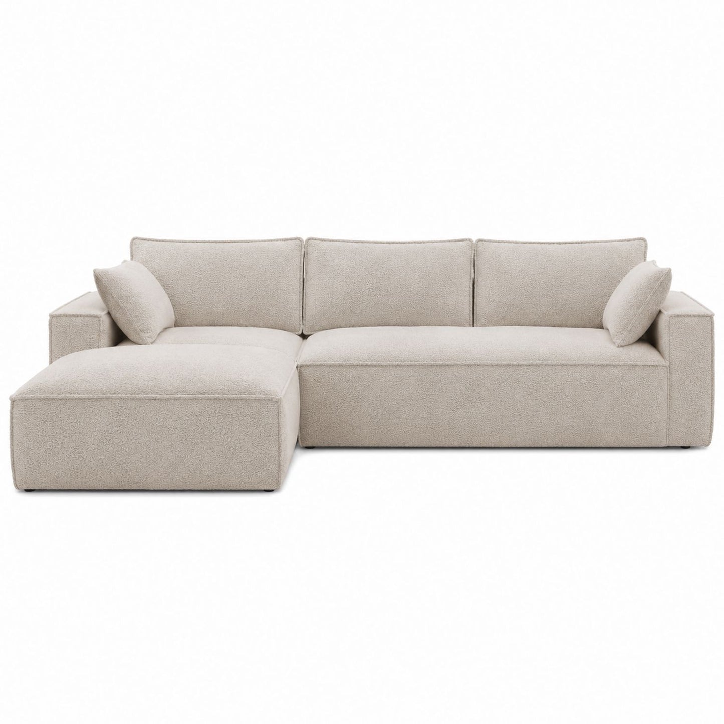 Sectional Sofa with Boucl¨¦ Fabric Chaise Beige 285cm
