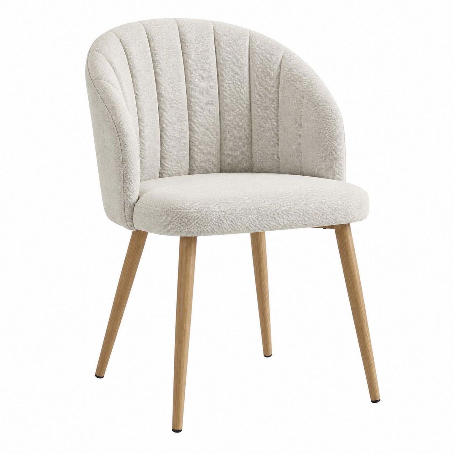 Linen Fabric Dining Chair with Oak Legs