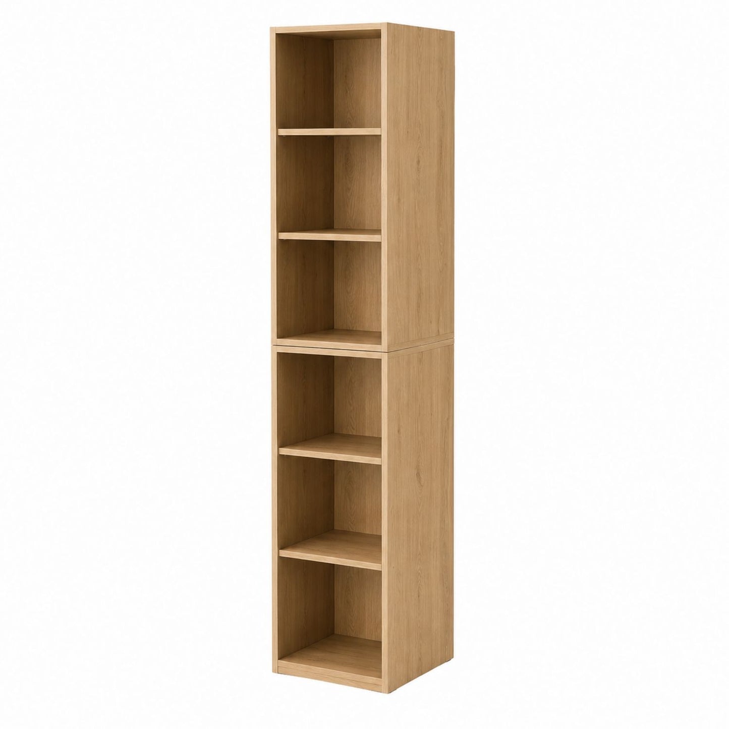 Tall Rectangular Oak Veneer Freestanding 5-Tier Bookcase 180cm