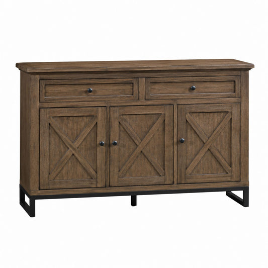 Wooden Sideboard with Metal Legs Brown 150x40x85 cm