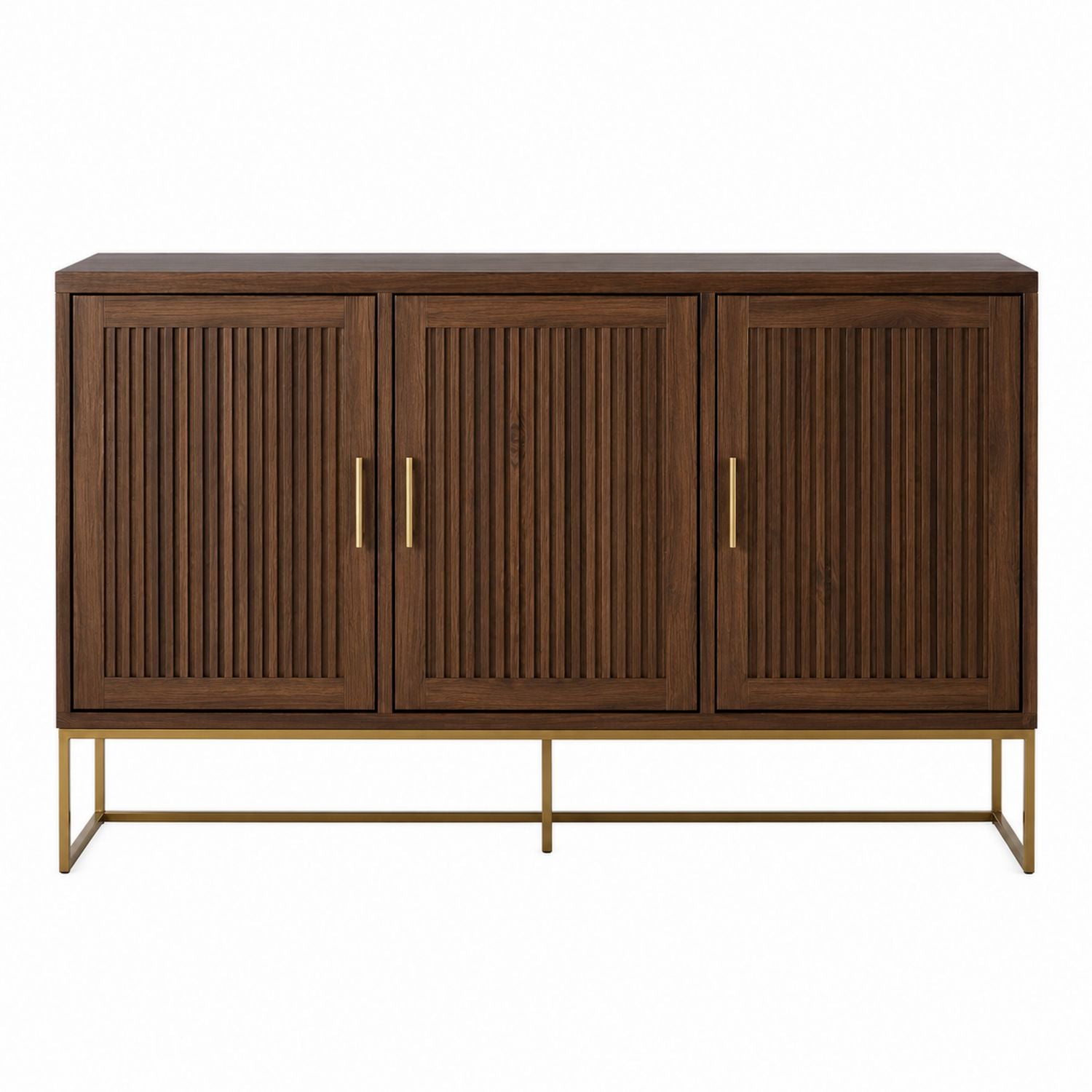 Wooden Sideboard Buffet with Metal Base, Brown, 150cm x 40cm x 85cm