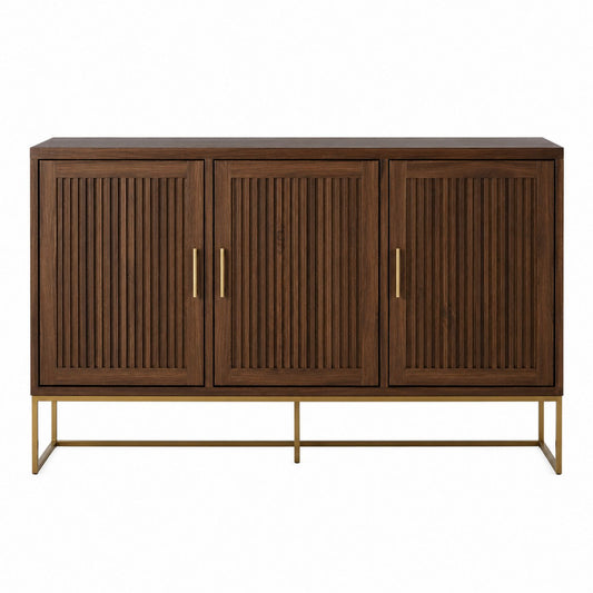 Wooden Sideboard Buffet with Metal Base, Brown, 150cm x 40cm x 85cm