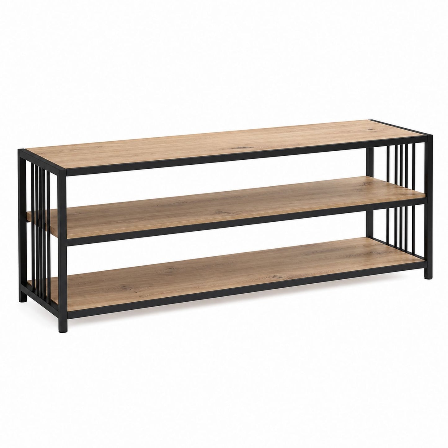 Wood and Metal TV Stand with Three Shelves Black Frame 120x40x50 cm