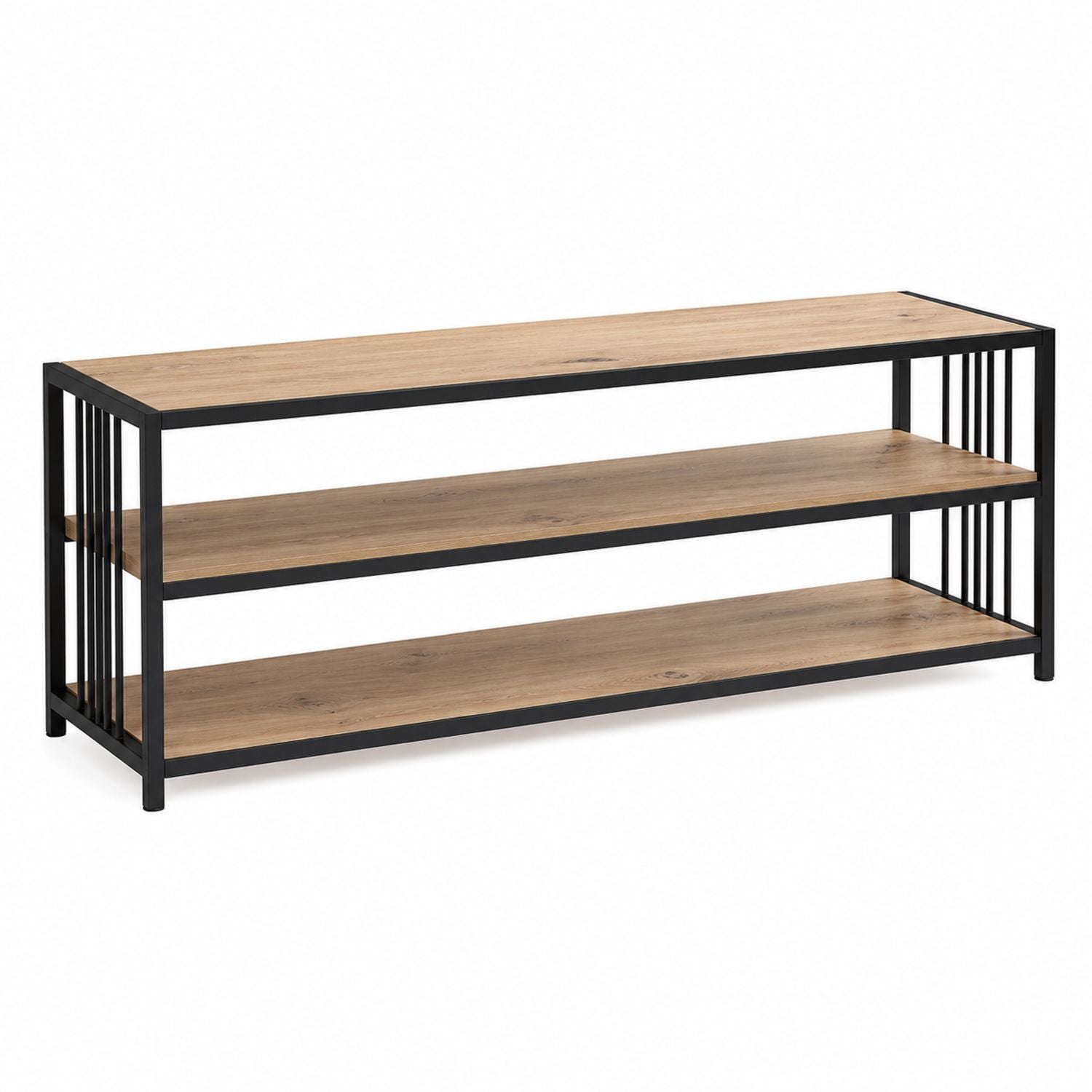 Wood and Metal TV Stand with Three Shelves Black Frame 120x40x50 cm
