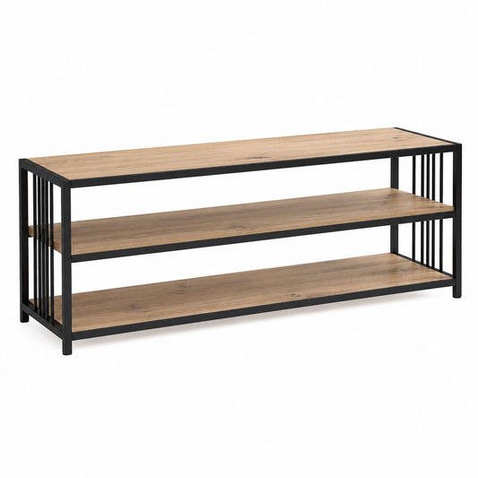 Wood and Metal TV Stand with Three Shelves Black Frame 120x40x50 cm