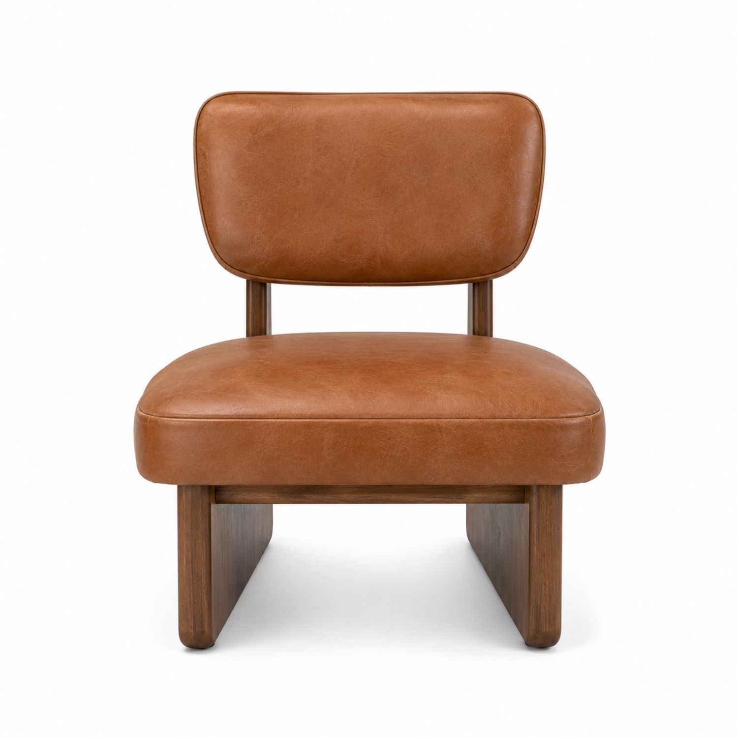Leather Lounge Chair with Wooden Frame
