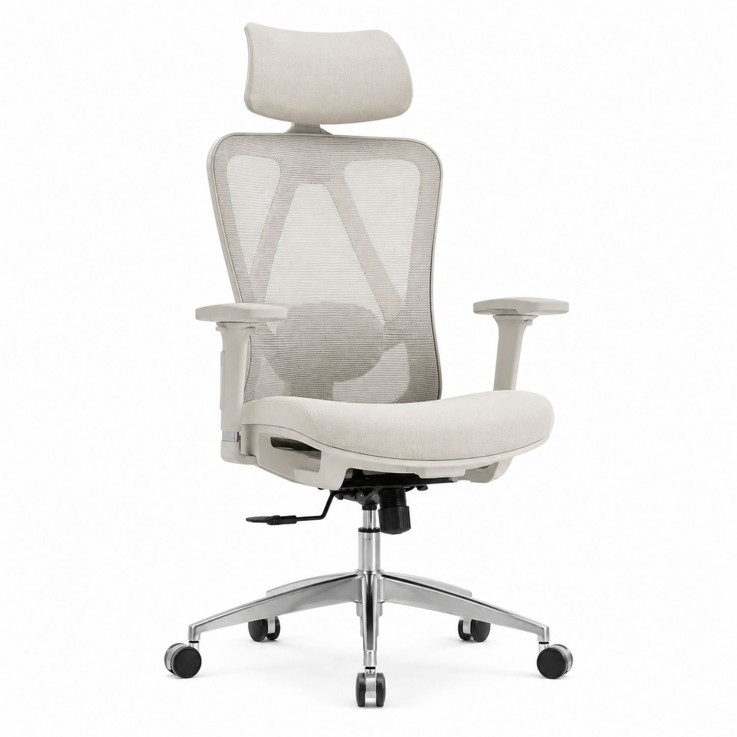 Ergonomic Mesh Office Chair with Adjustable Armrests High Back Beige