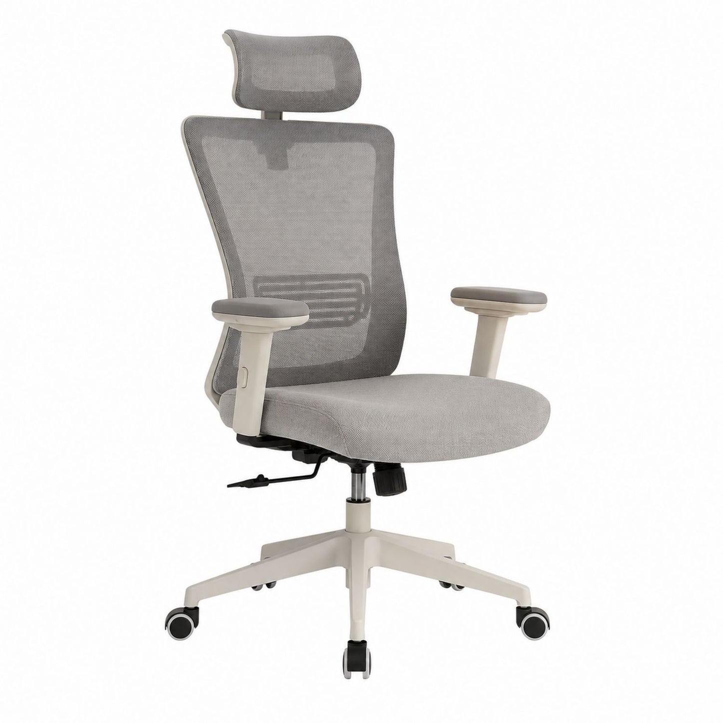 Ergonomic Office Chair Mesh Fabric Gray Adjustable Height and Armrests with Headrest