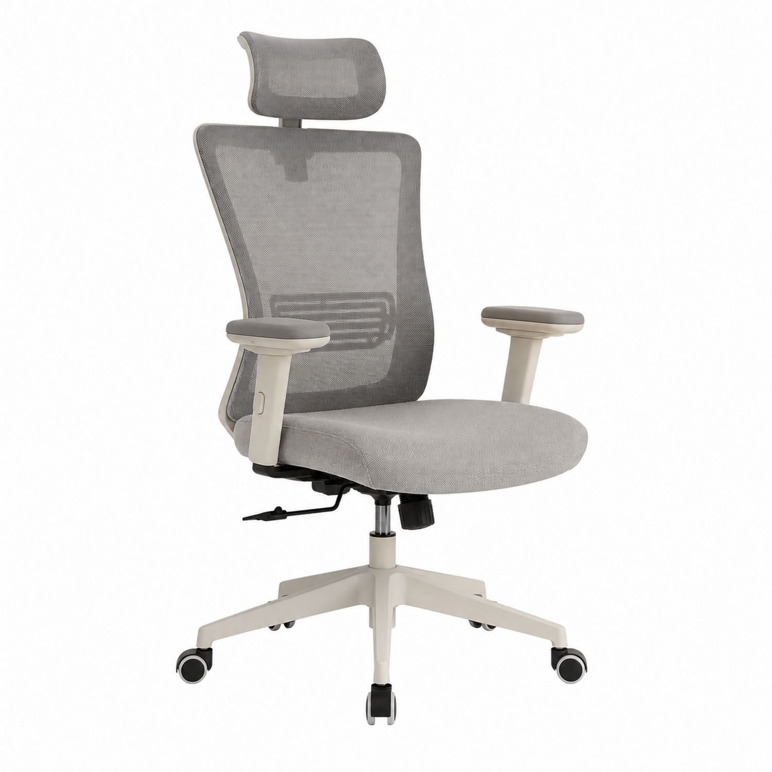Ergonomic Office Chair Mesh Fabric Gray Adjustable Height and Armrests with Headrest