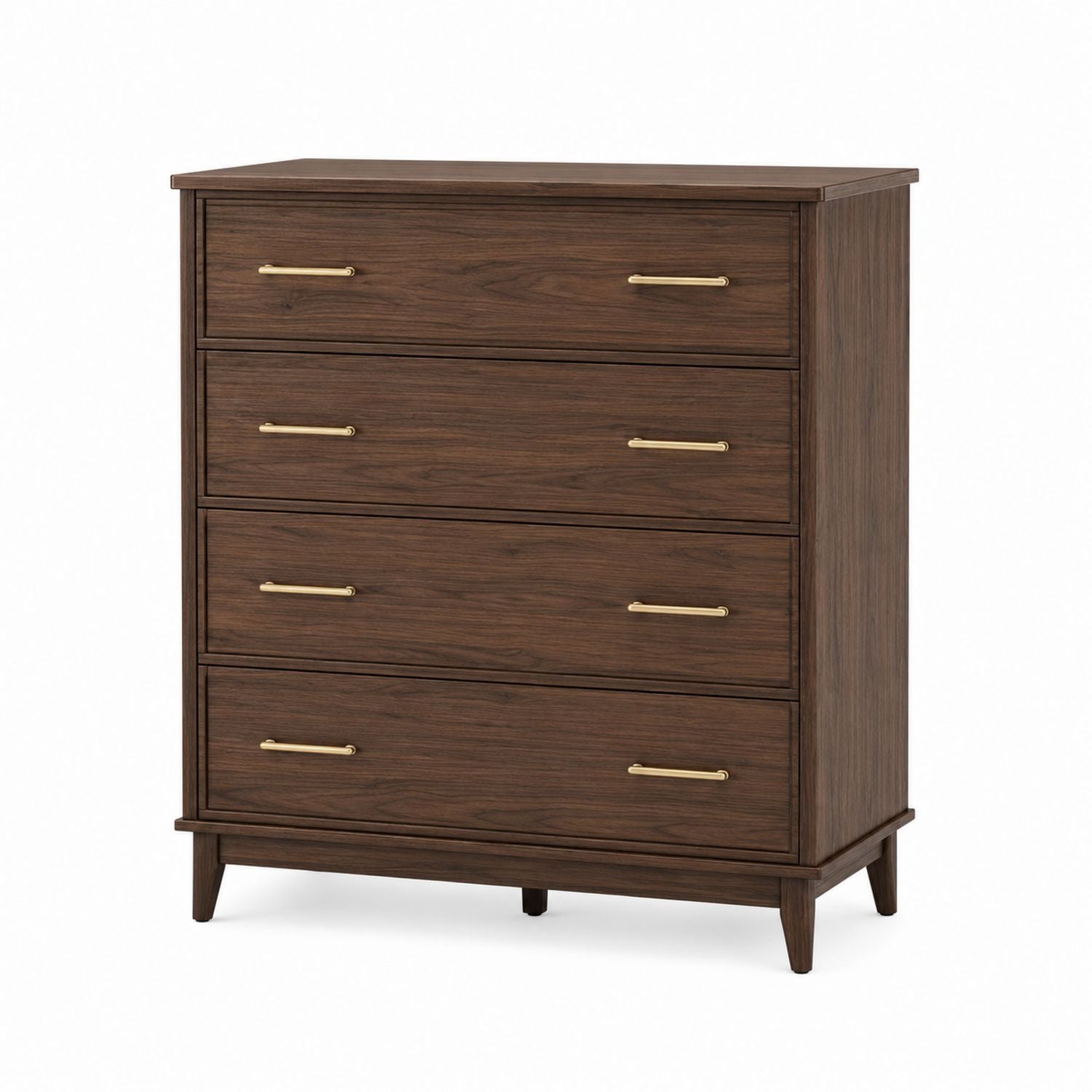 Wooden Dresser Chest of Drawers with Brass Handles Brown 4-Drawer