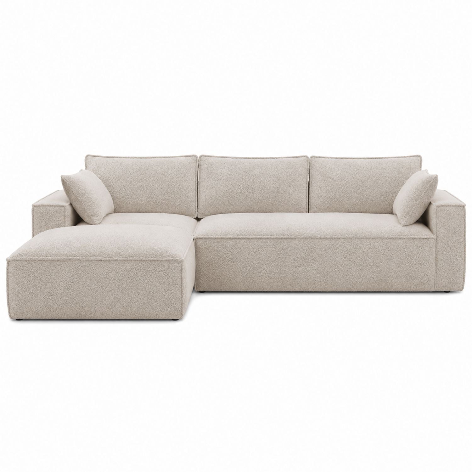Sectional Sofa with Boucl¨¦ Fabric Chaise Beige 285cm
