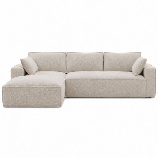 Sectional Sofa with Boucl¨¦ Fabric Chaise Beige 285cm