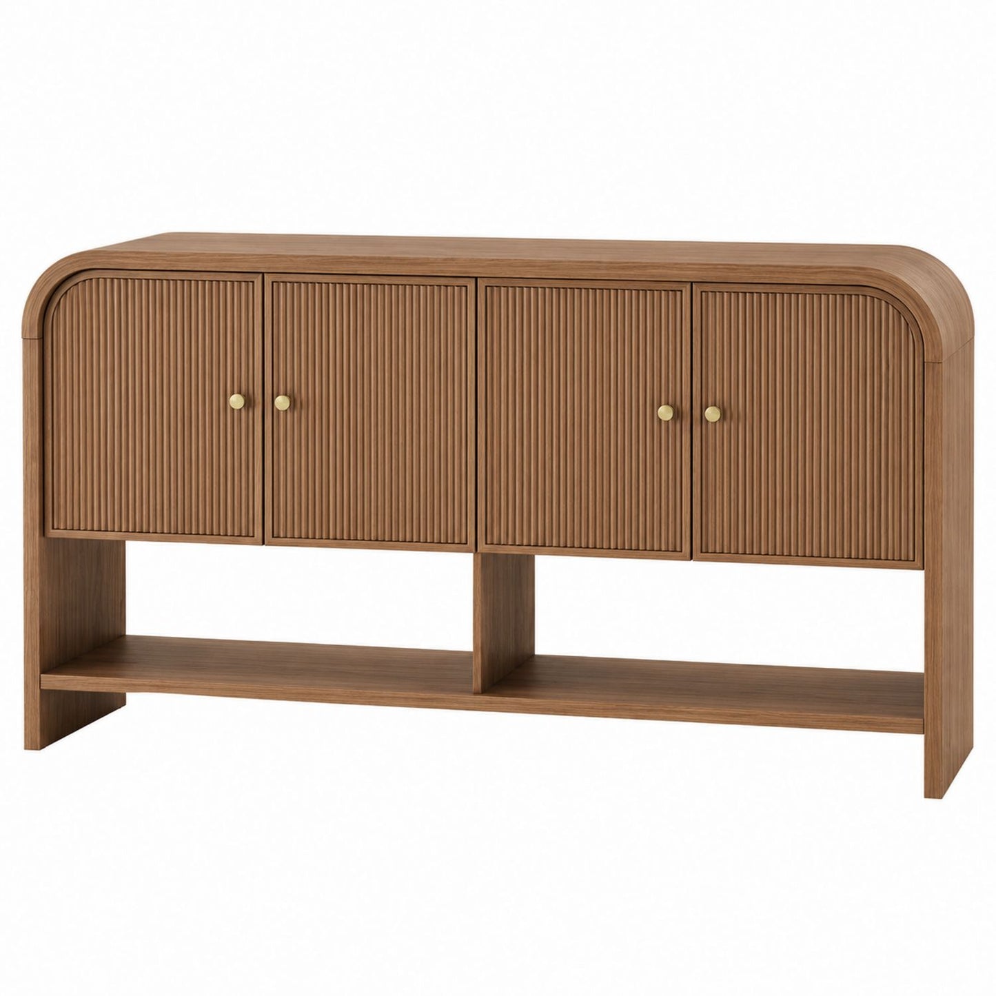 Wood Console Table with 4 Doors Oak Brown 150cm