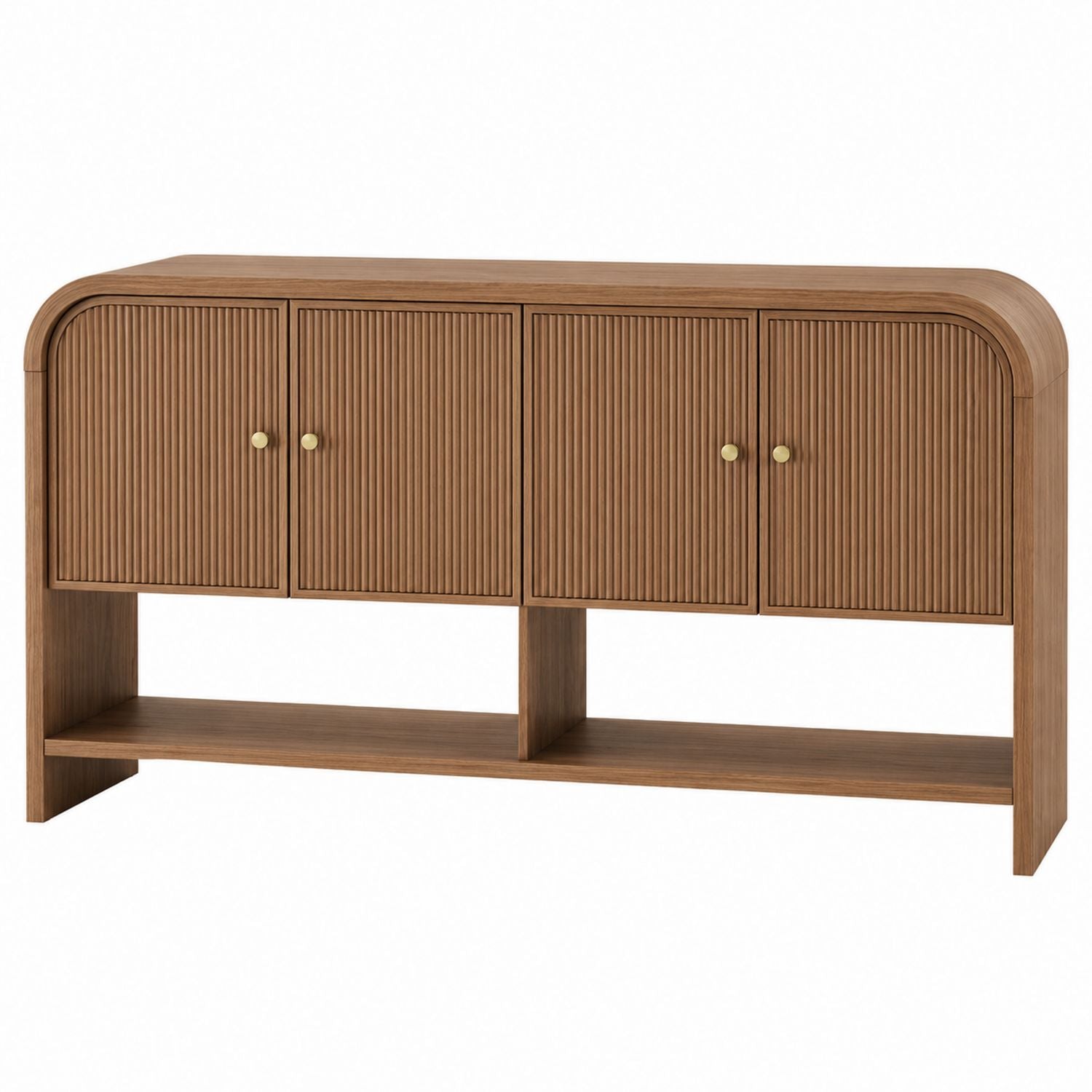 Wood Console Table with 4 Doors Oak Brown 150cm