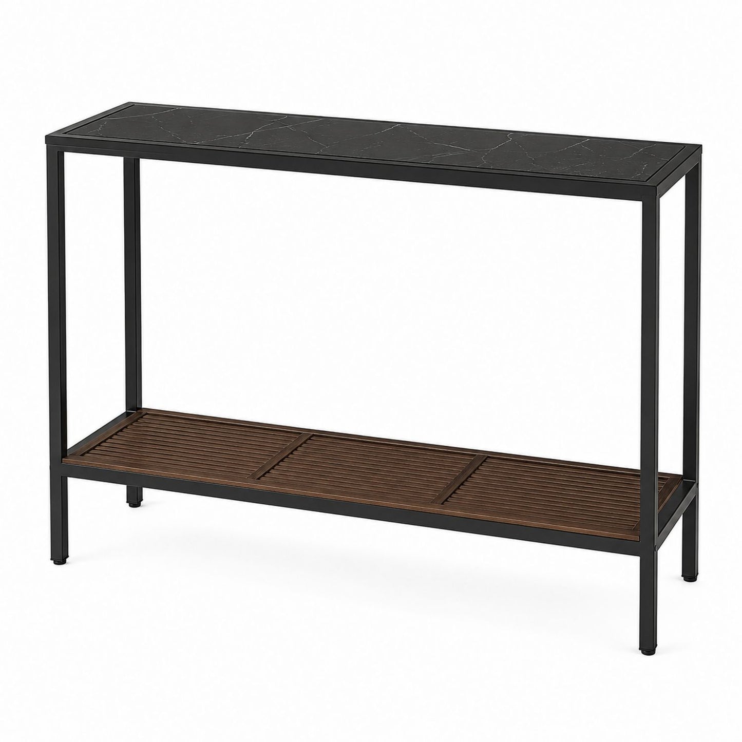 Black Metal Console Table with Black Marble Top 120x30x80 cm