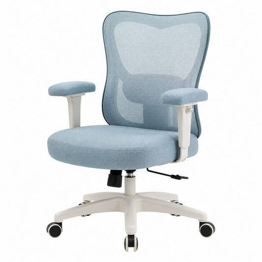 Mesh Back Office Chair Light Blue with Adjustable Armrests and Swivel Base