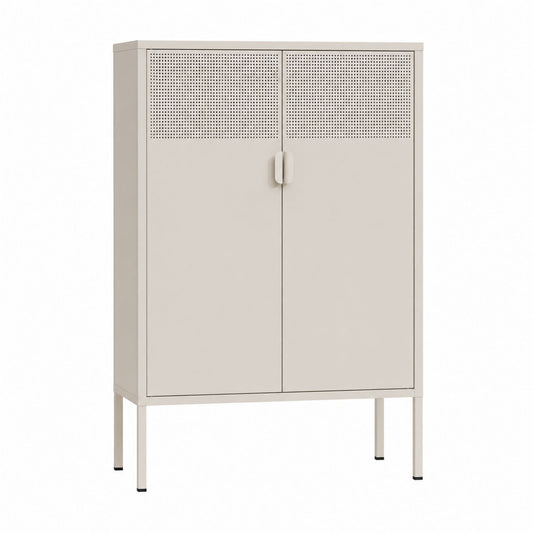 Steel Storage Cabinet Beige 2-Door 80x40x120 cm
