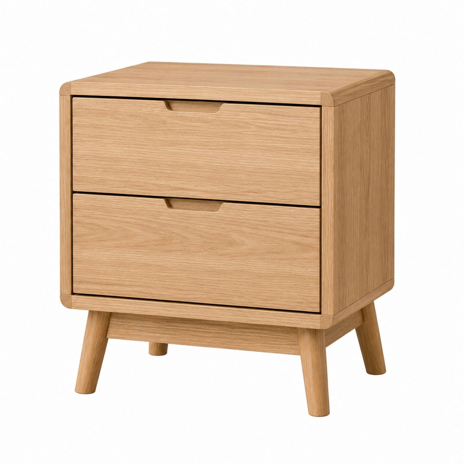 Oak Wood Nightstand with 2 Drawers 60cm x 40cm x 35cm
