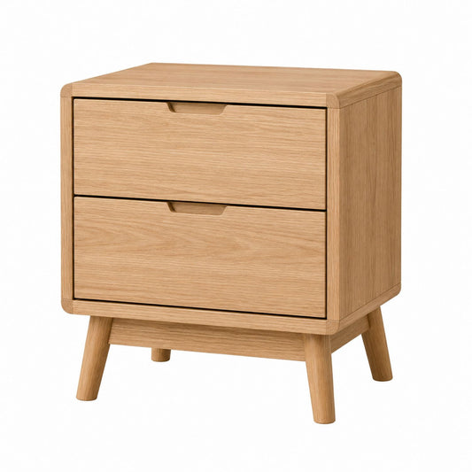 Oak Wood Nightstand with 2 Drawers 60cm x 40cm x 35cm
