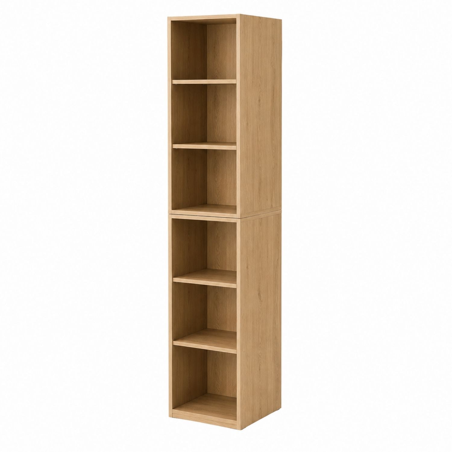 Tall Rectangular Oak Veneer Freestanding 5-Tier Bookcase 180cm