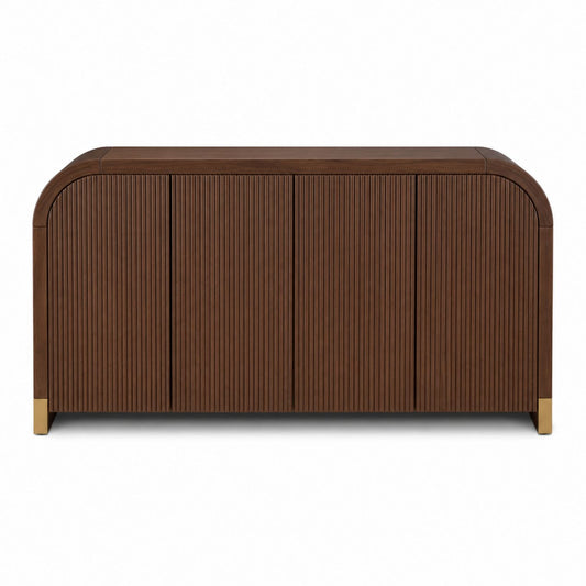 Wooden Sideboard Cabinet with Brass Accents