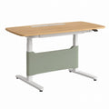 Adjustable Bamboo Desk with Metal Frame and Green Panel