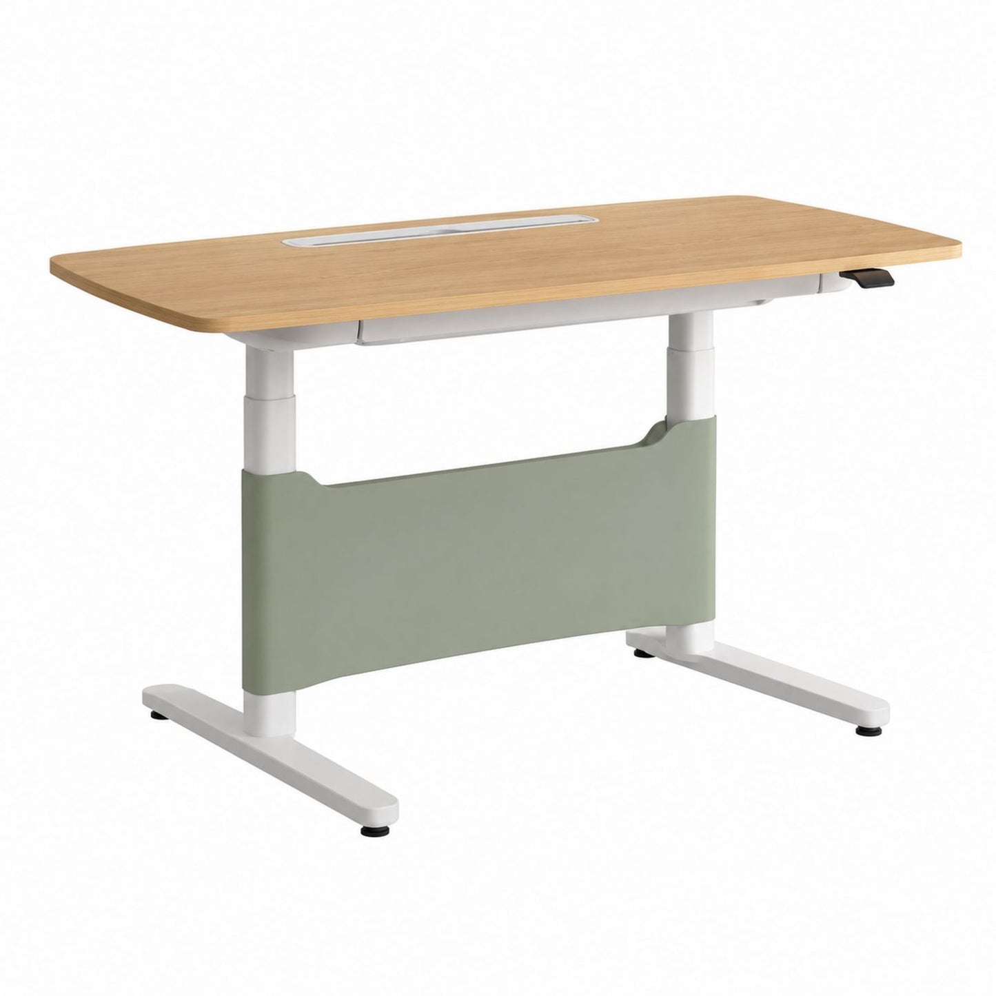 Adjustable Bamboo Desk with Metal Frame and Green Panel