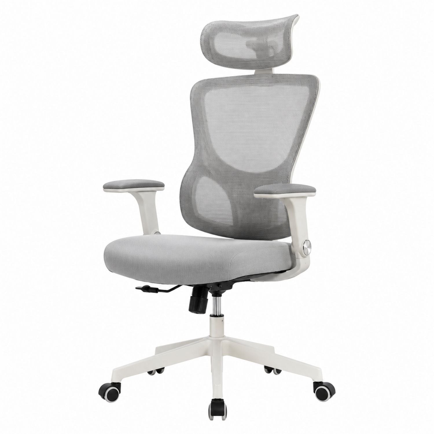 Light Gray Ergonomic Mesh Office Chair with Adjustable Armrests