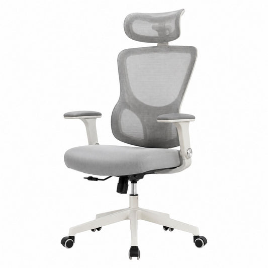 Light Gray Ergonomic Mesh Office Chair with Adjustable Armrests