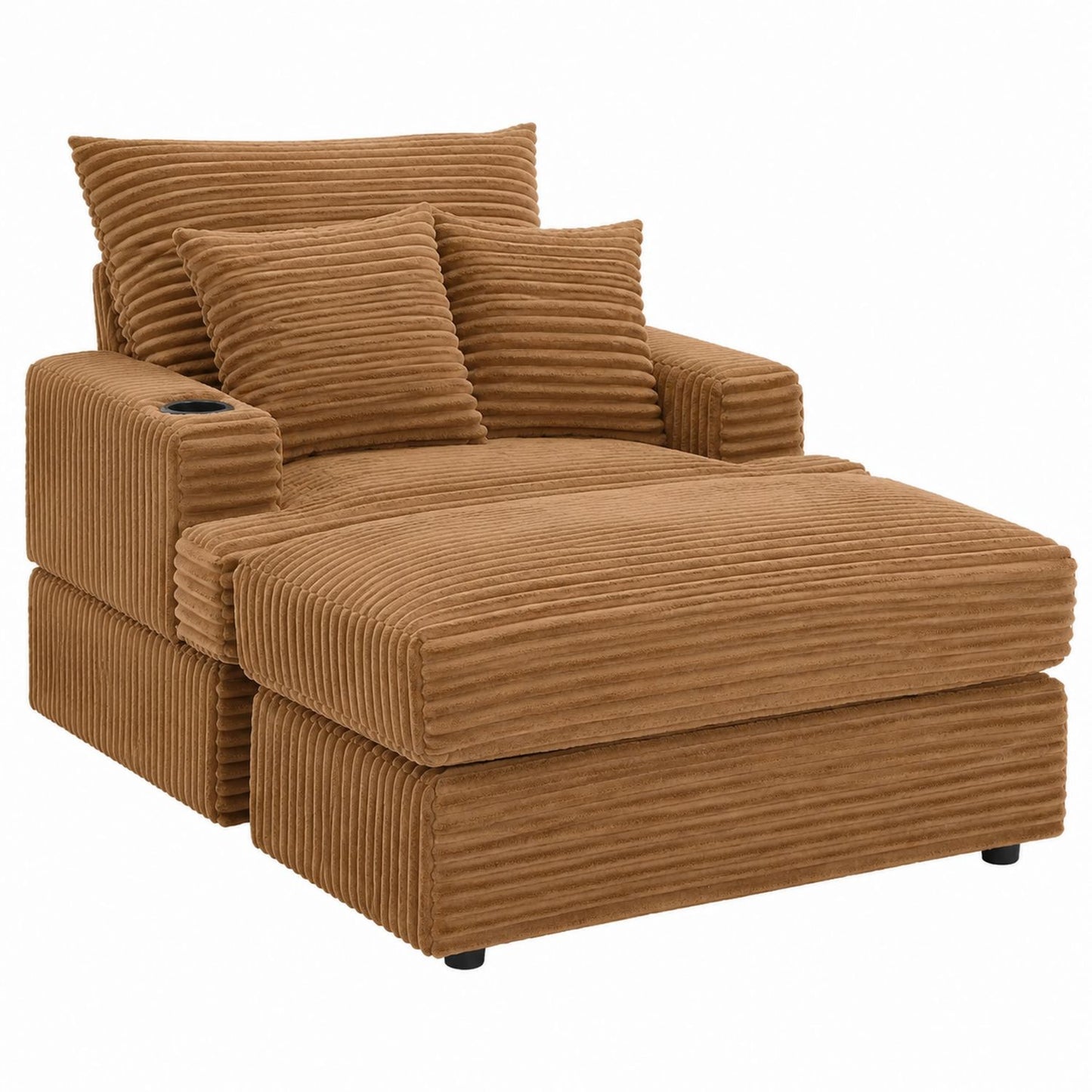 Corduroy Recliner Chair with Cushions Brown