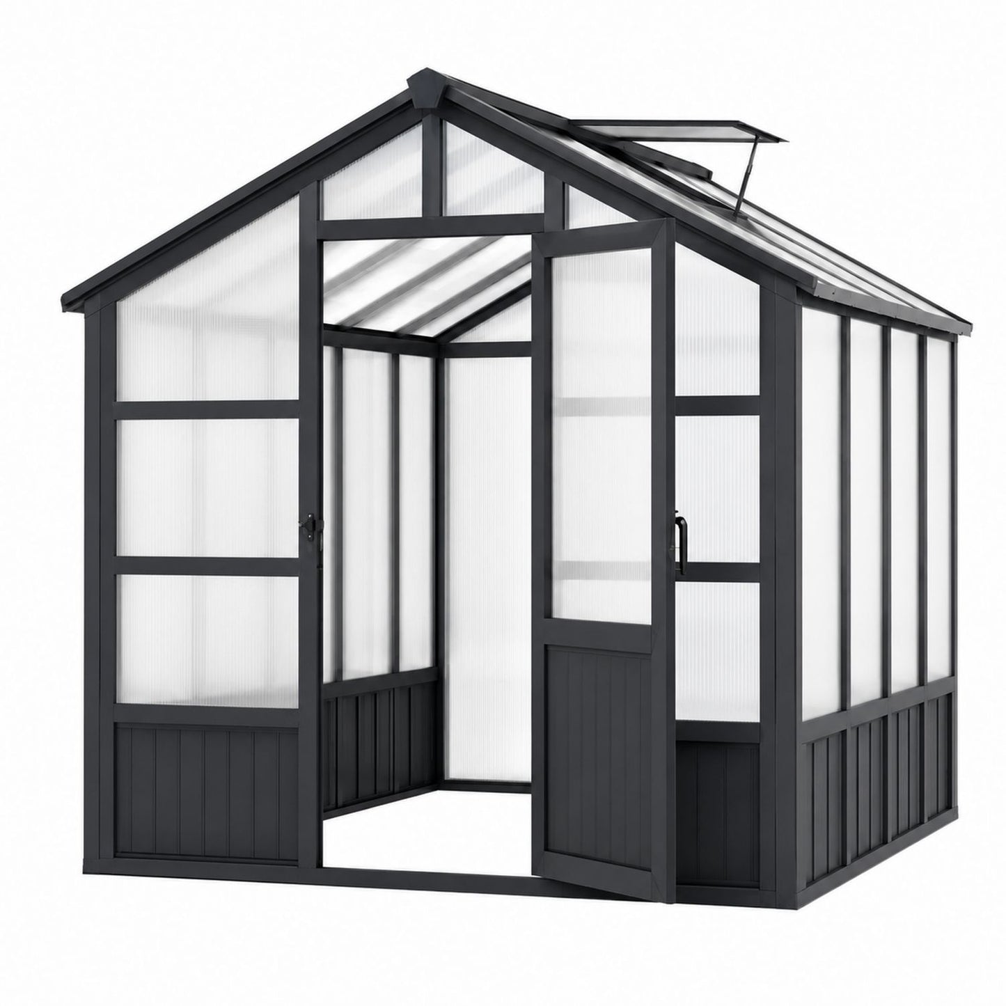 Aluminum Polycarbonate Greenhouse Black 250cm x 185cm x 209cm