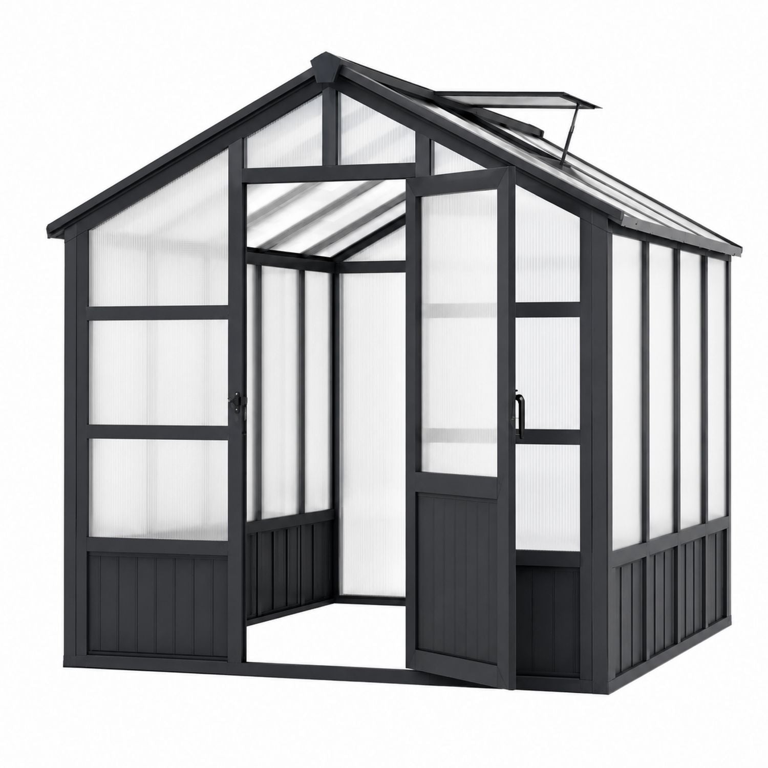 Aluminum Polycarbonate Greenhouse Black 250cm x 185cm x 209cm