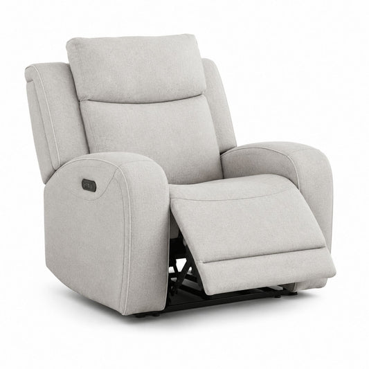 Fabric Recliner Chair with Adjustable Footrest, Gray