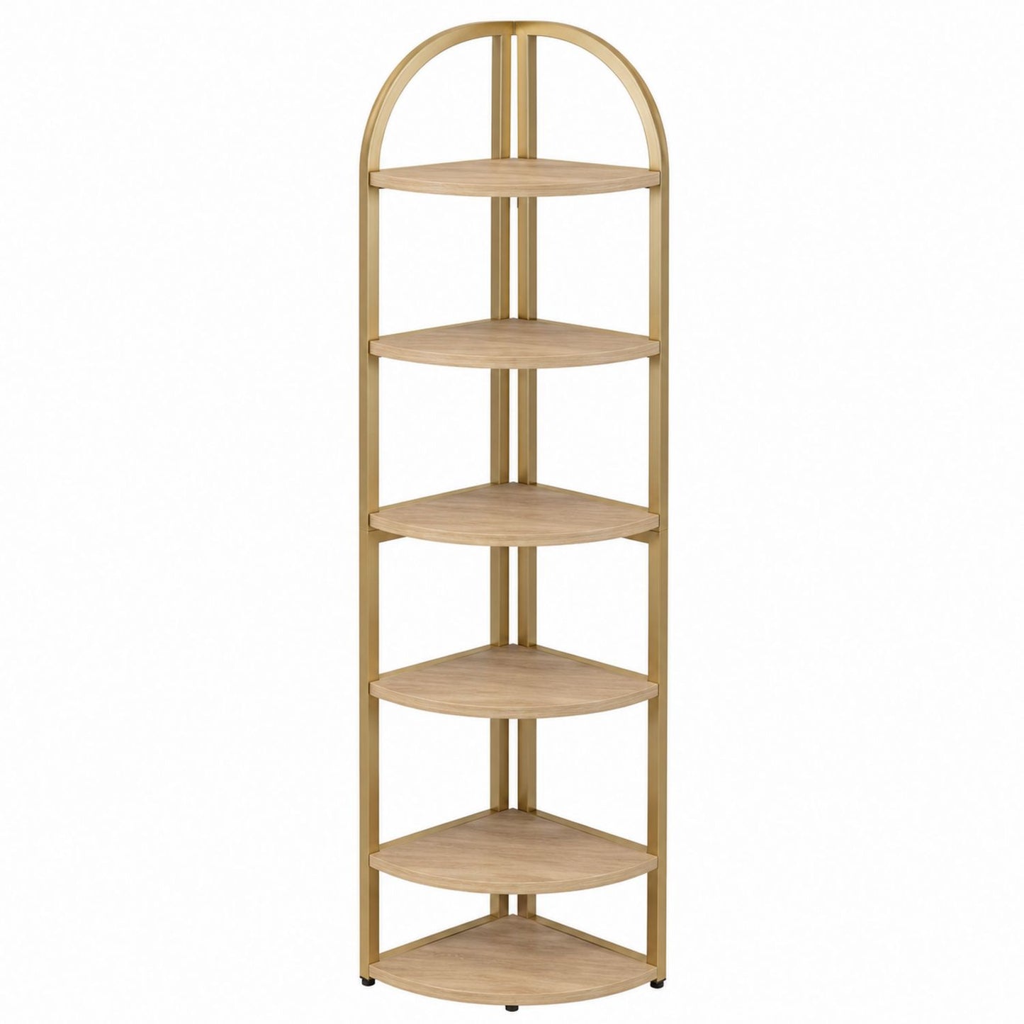 Corner Metal and Wood Bookshelf with Six Tiers