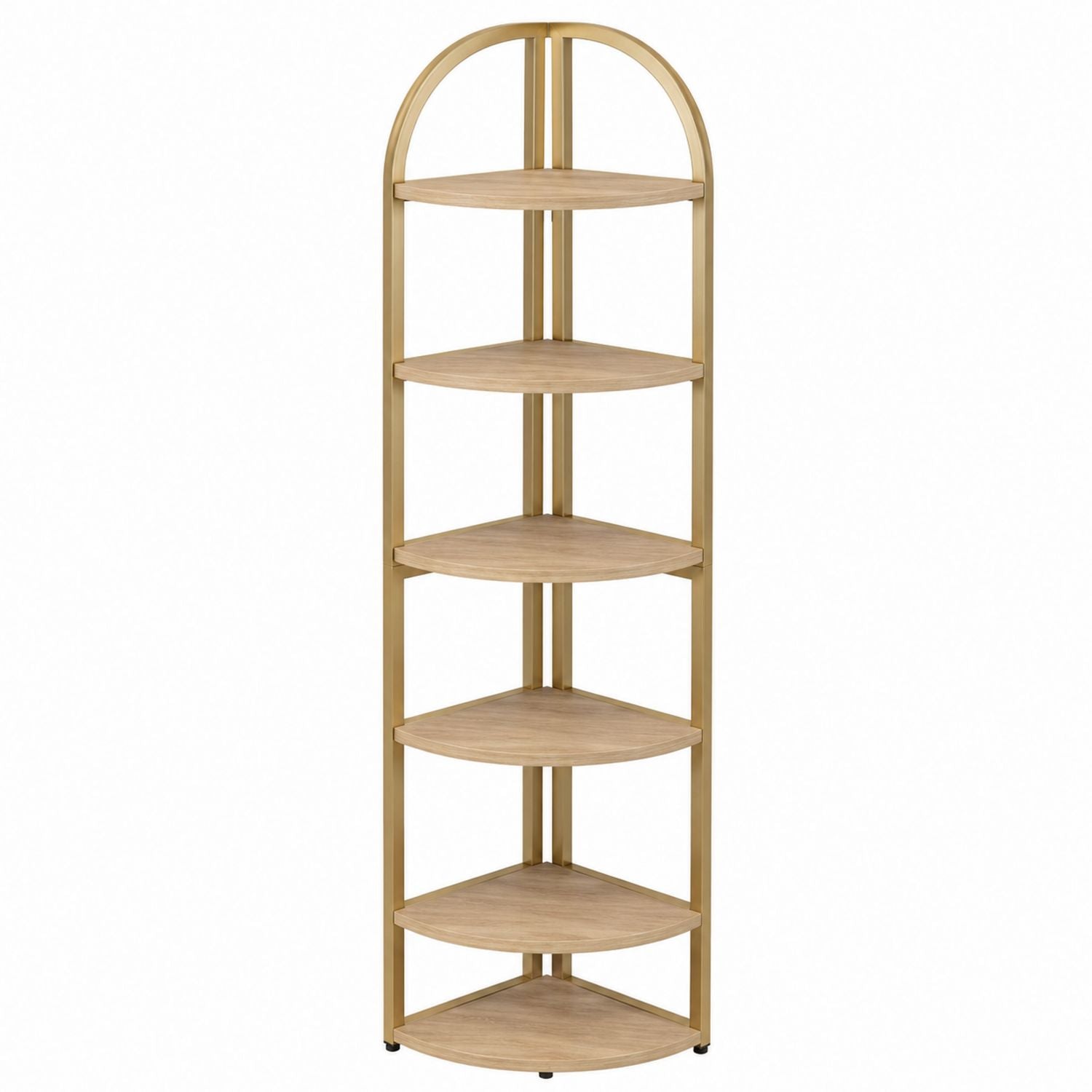 Corner Metal and Wood Bookshelf with Six Tiers