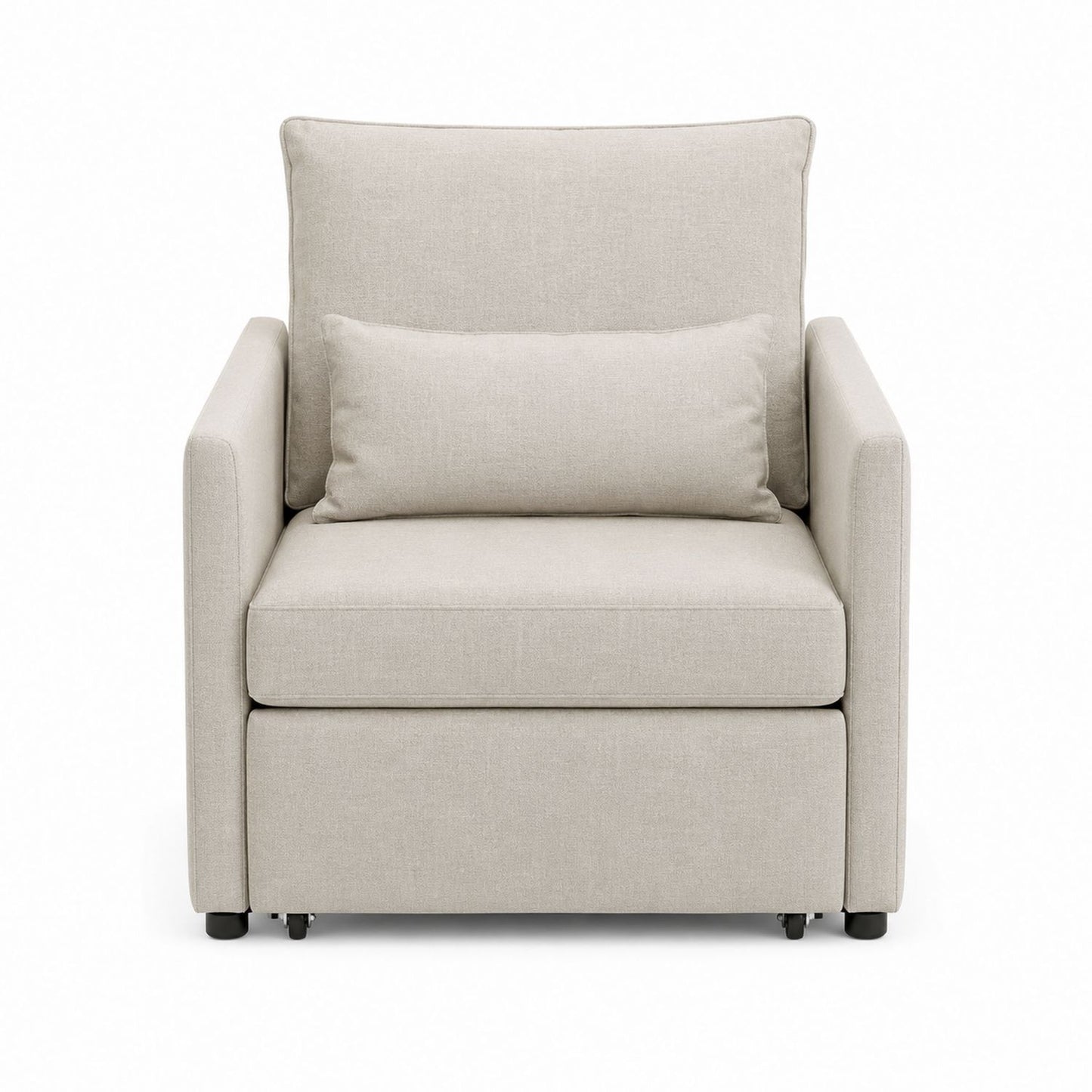 Beige Fabric Sleeper Sofa Chair with Cushions