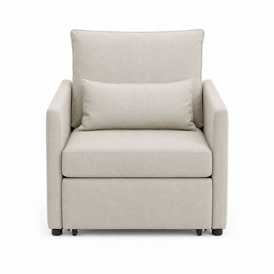 Beige Fabric Sleeper Sofa Chair with Cushions