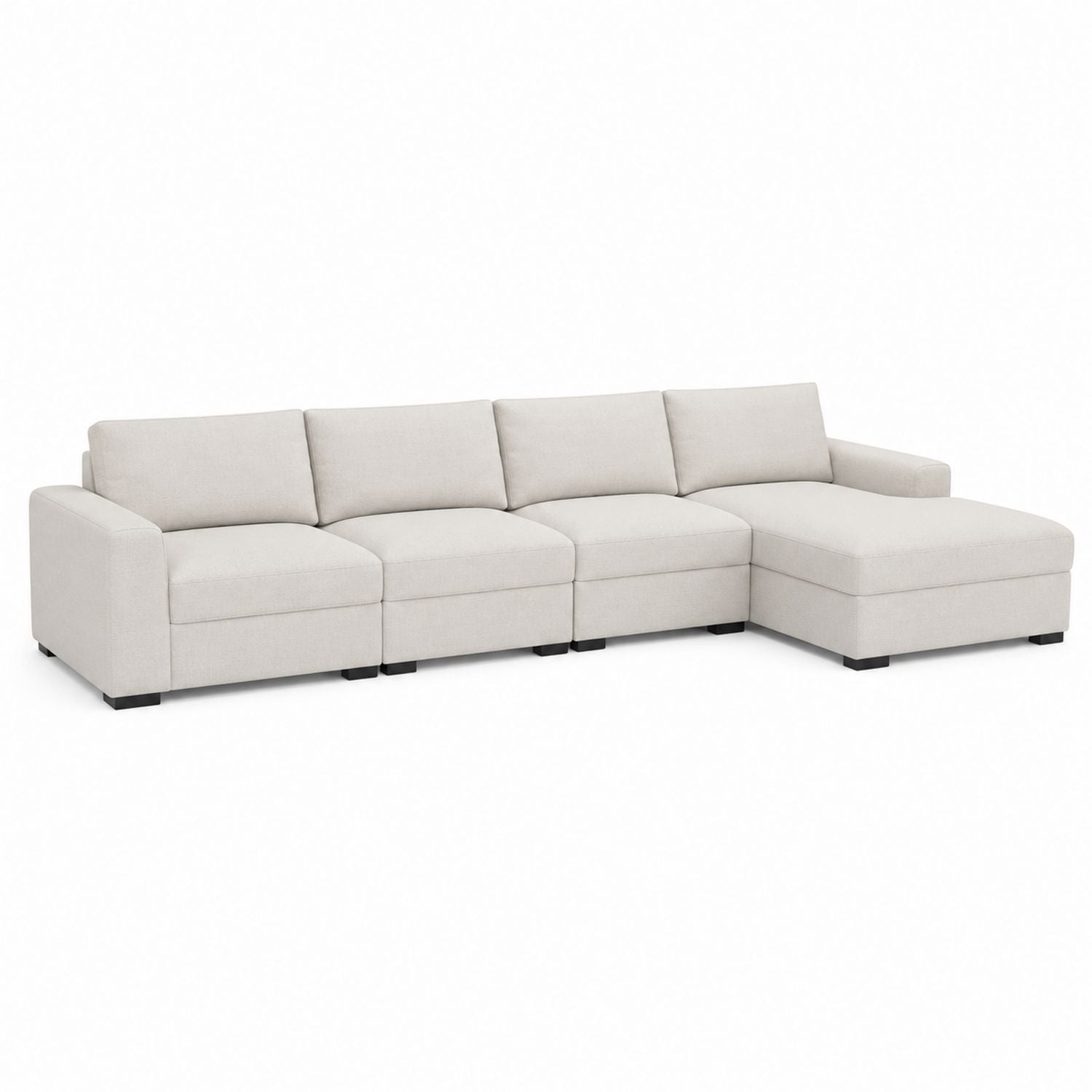 Fabric Sectional Sofa Beige L-Shaped 4-Seater