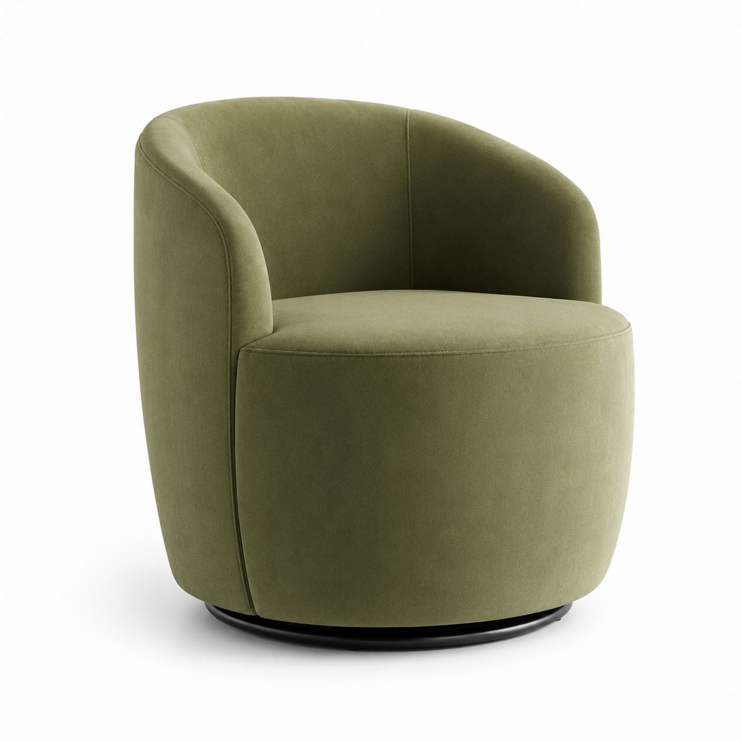 Green Velvet Swivel Chair with Round Back