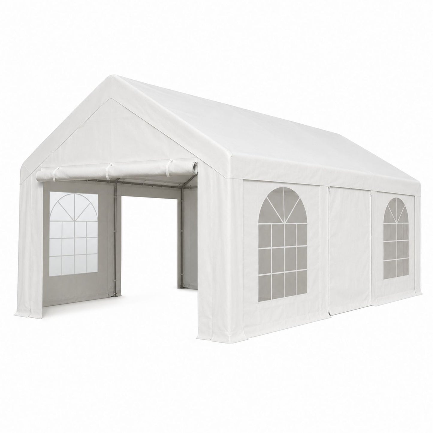Outdoor Gazebo Party Tent Polyester Cover Steel Frame 6m x 3m White