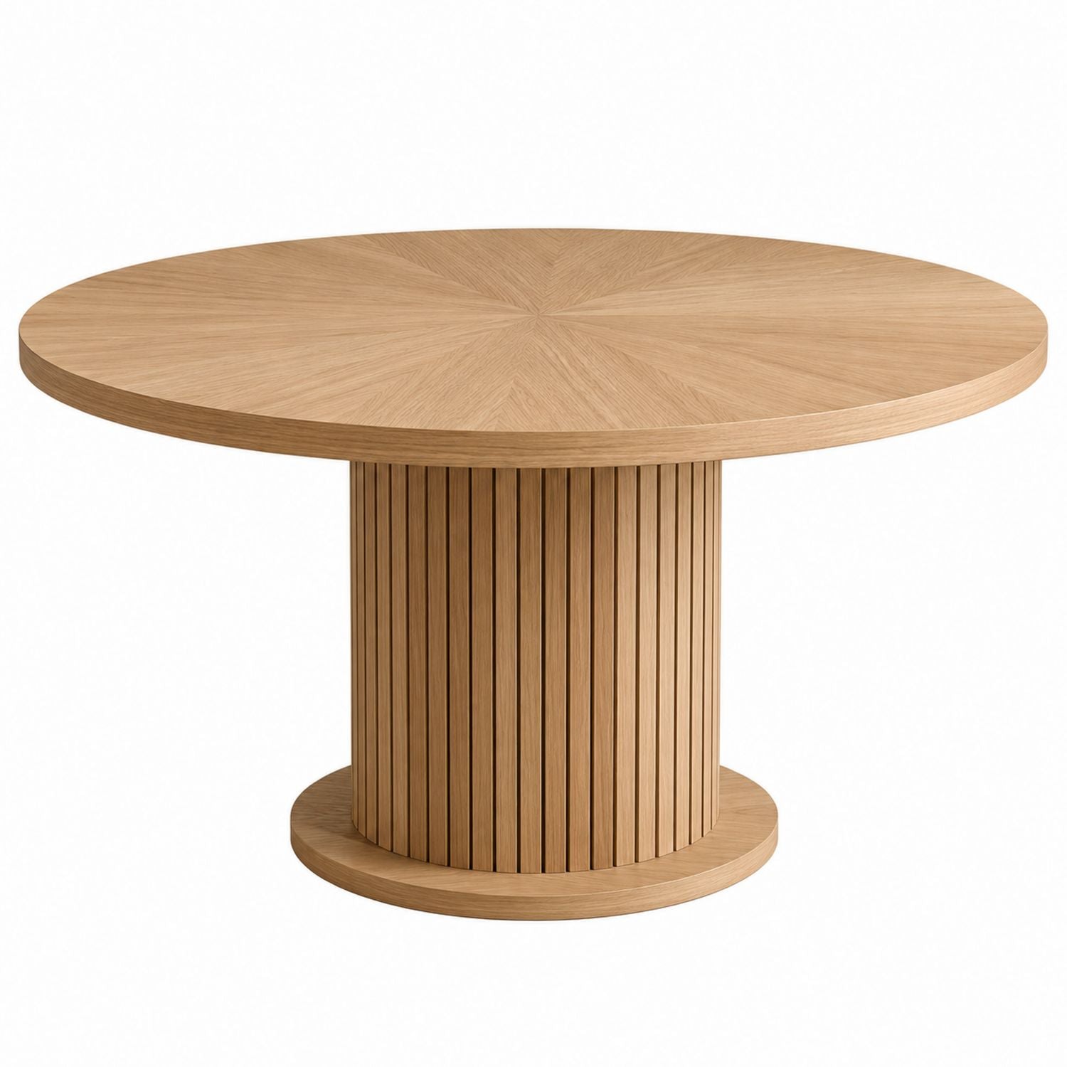 Round Oak Veneer Dining Table Natural 120cm