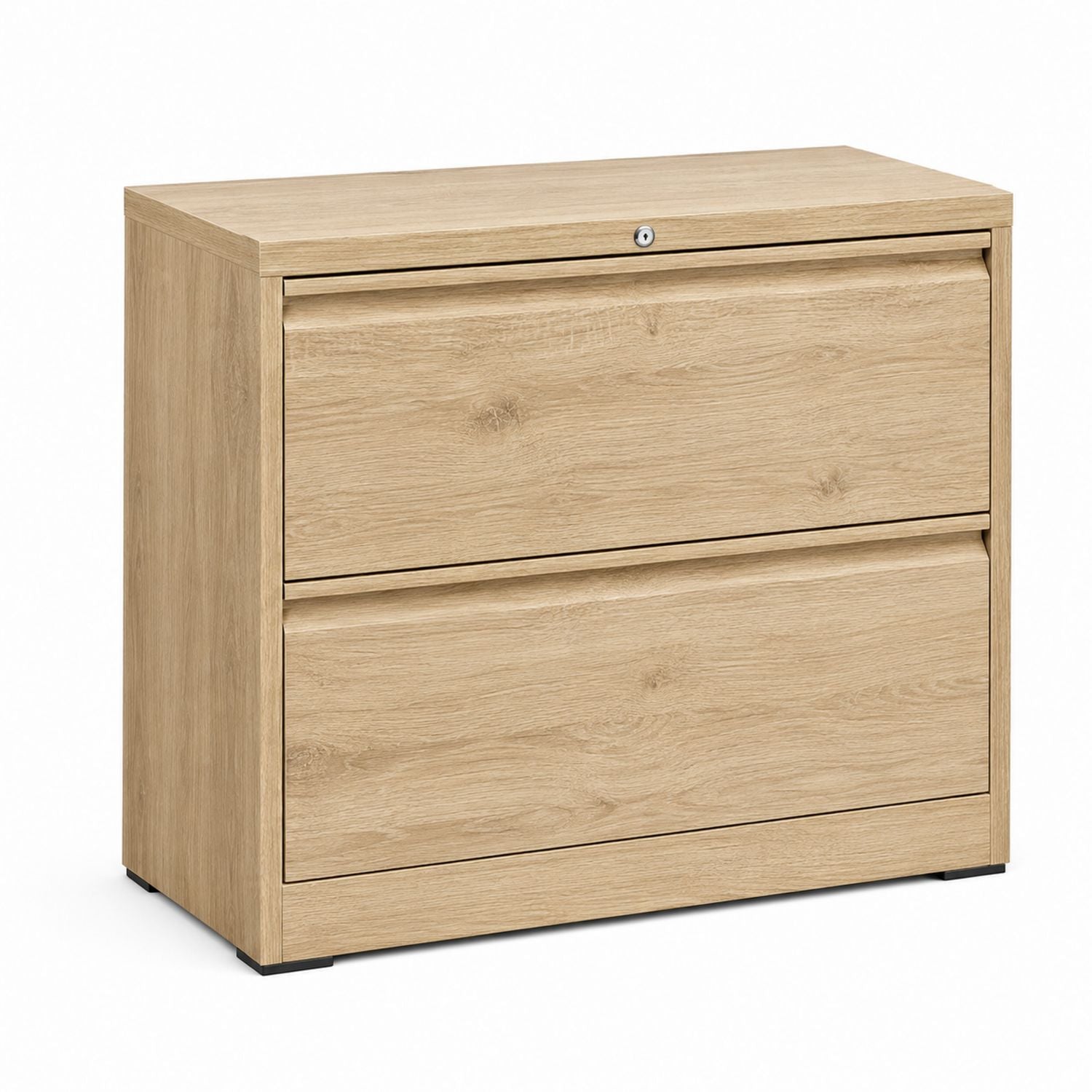 Oak 2-Drawer Wood Lateral File Cabinet 80cm x 45cm x 73cm