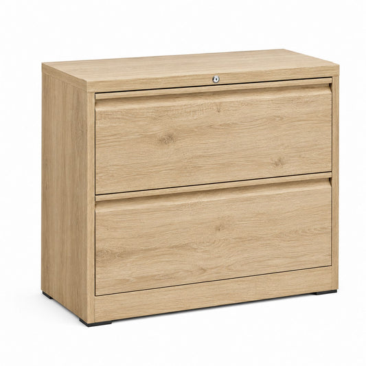 Oak 2-Drawer Wood Lateral File Cabinet 80cm x 45cm x 73cm